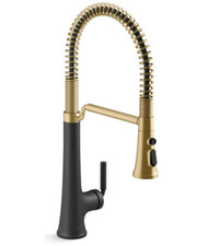 Kohler K-23765-BMB Tone Semi Pro Kitchen Faucet, Black / Brushed Moderne Brass
