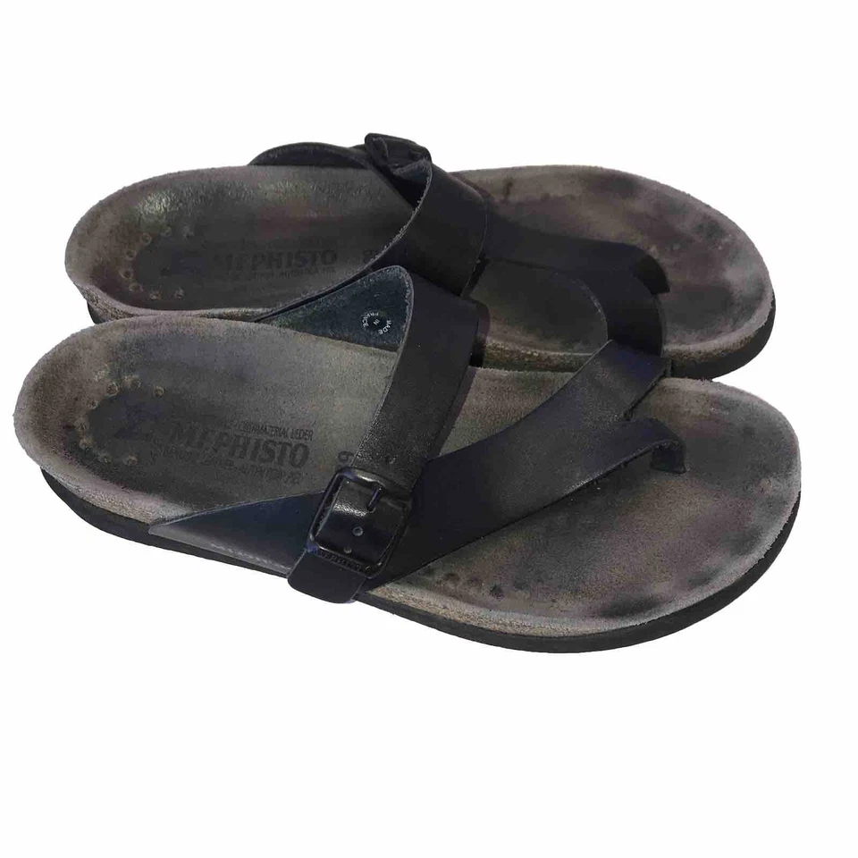 Mephisto Helen Womens 39 Sandals Black Thong Slide Shoes Comfort US 8 - Image 3 of 4