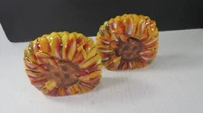 Vintage Clay Art Sunflower Salt And Pepper Shakers, 3-1/2" Tall, 4-1/2" Wide NEW