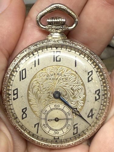 Vintage Ornate Dueber Hampten 10k Gold Filled Pocket Watch Runs - Picture 7 of 9