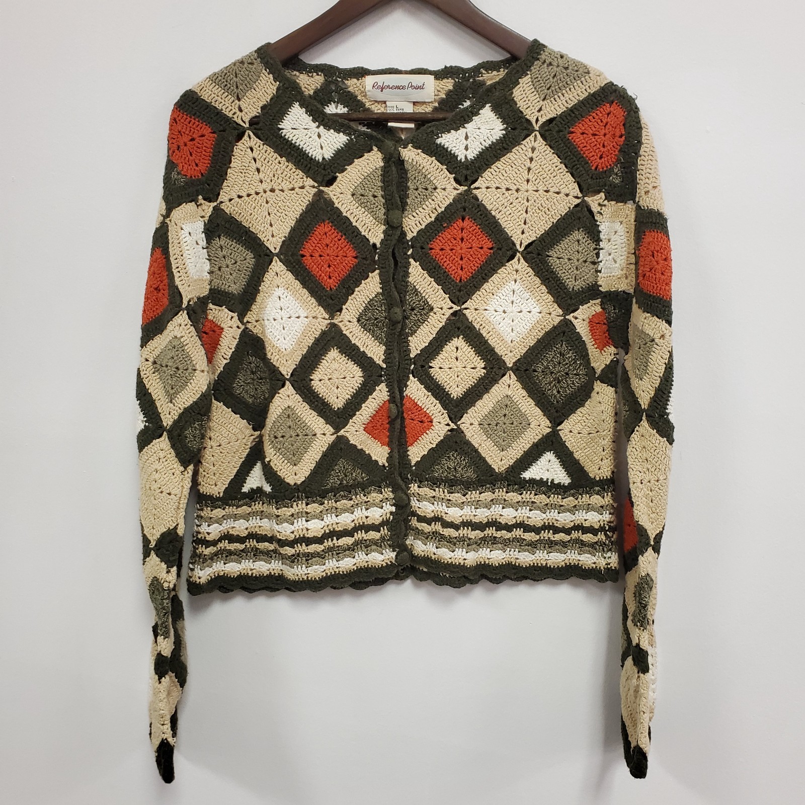 Reference Point Womens Granny Square Patchwork Ca… - image 1