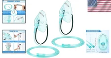 2PCS L Oxygen Mask with 6.6 Ft Tubing and Adjustable Elastic Strap, Adult Oxyge