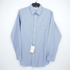 Roundtree Yorke Gold Label Shirt 15.5-33 SLIM FIT Blue White Check Non-Iron NWT