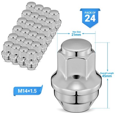 24 X Lincoln Lug Nut Chrome M14x1.5 13/16
