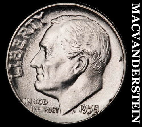 1958 Roosevelt Dime- Silver- Choice Gem Brilliant Uncirculated Luster #J2114