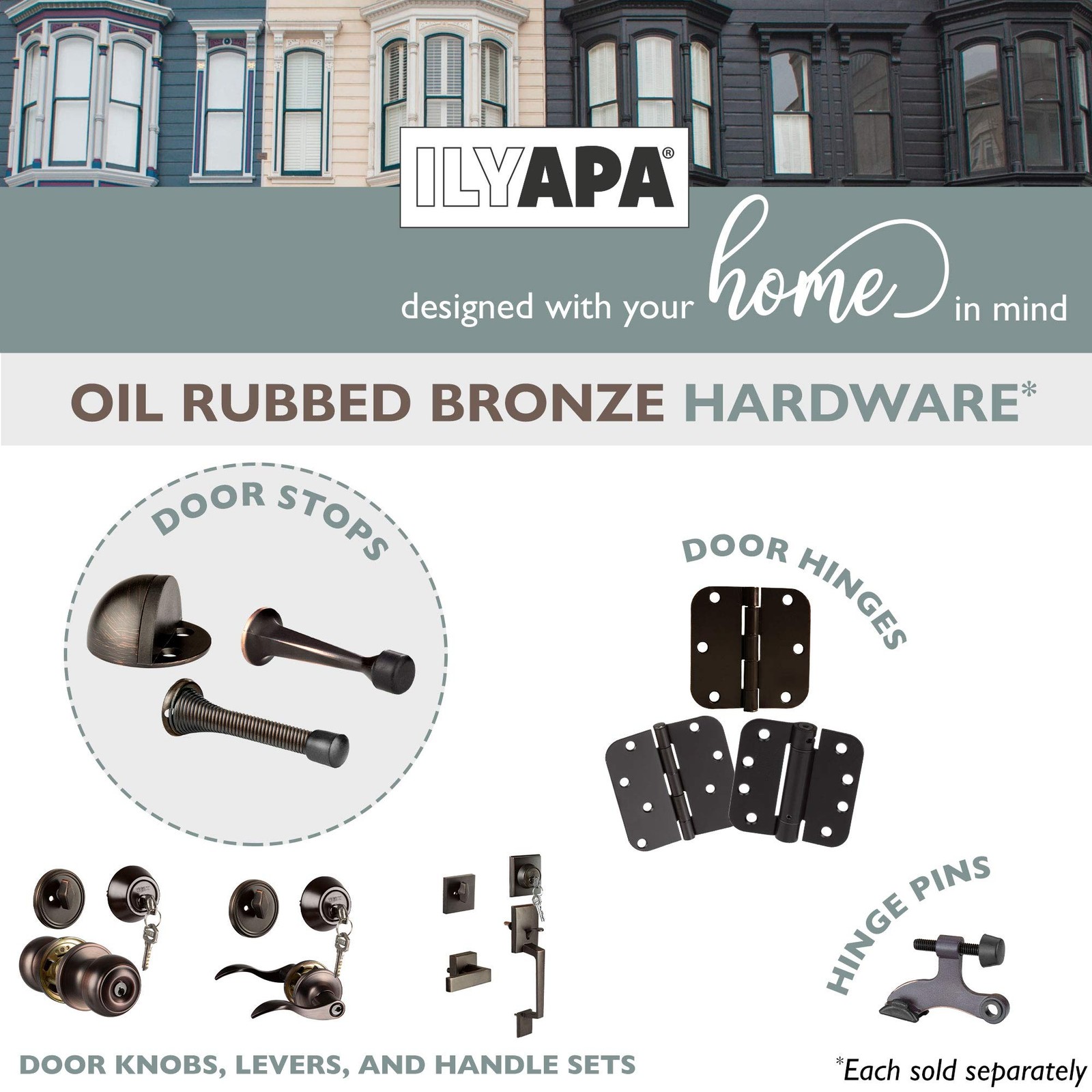 10 Pack of Door Stops Oil Rubbed Bronze - 3 1/4 Inch Heavy Duty Door Stop