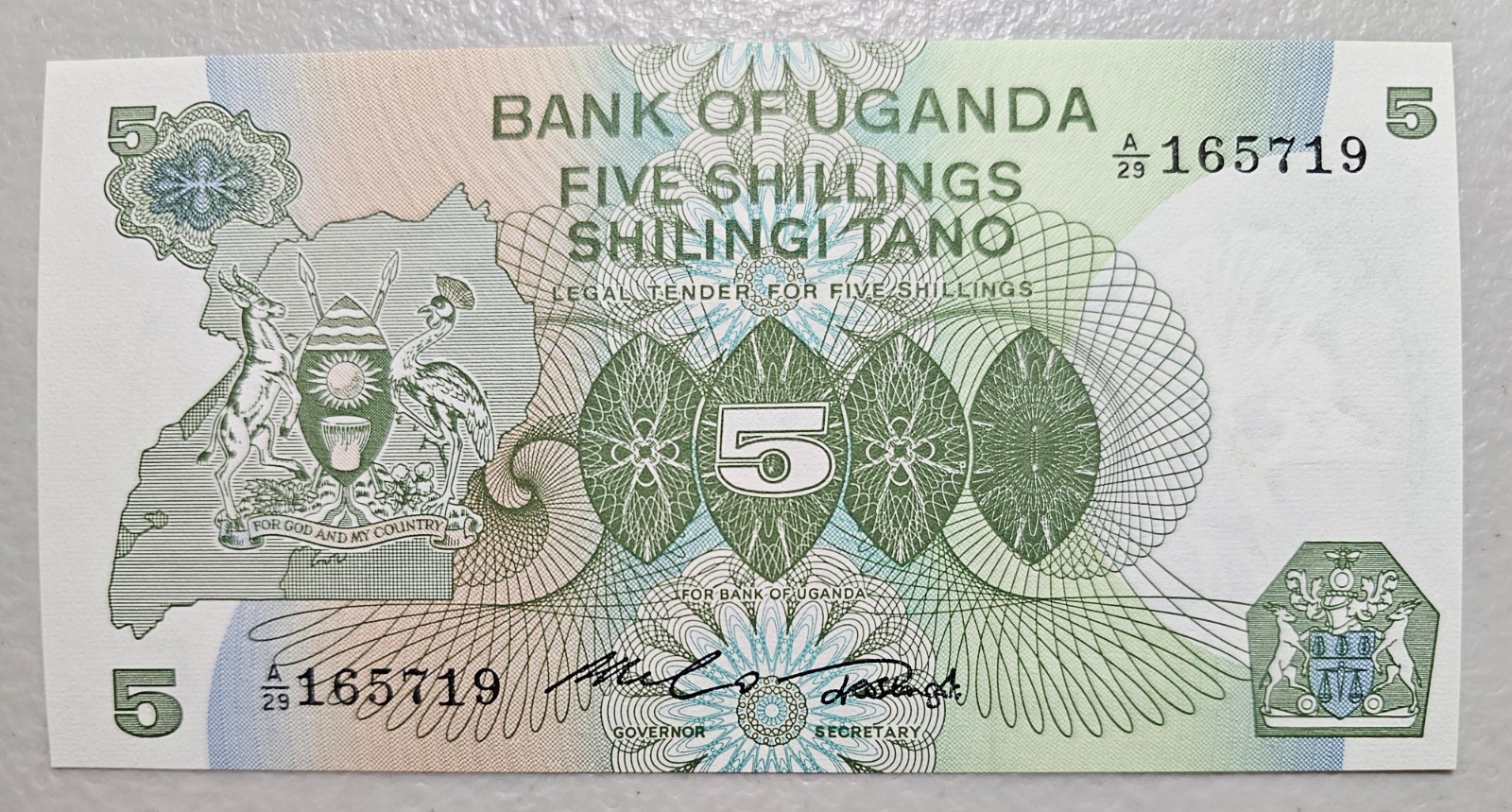 Uganda 5 Shillings 1982 Unc