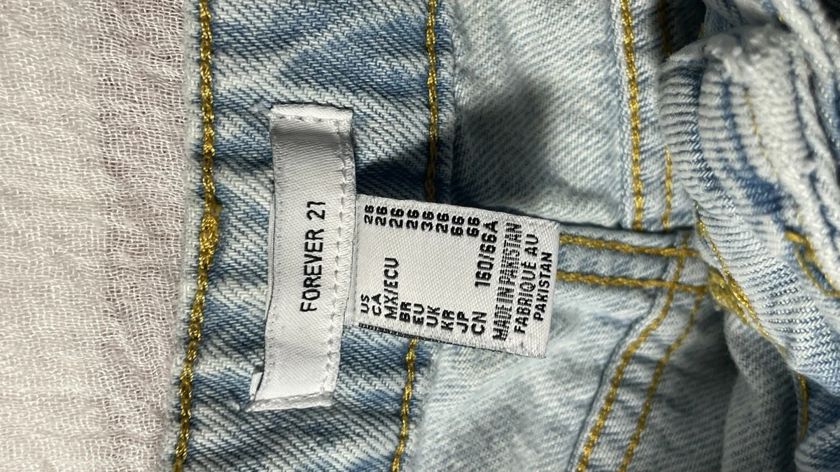 Pantalones de mezclilla para mujer Forever 21 28 azul lavado claro holgados pierna ancha tiro bajo 5 bolsillos