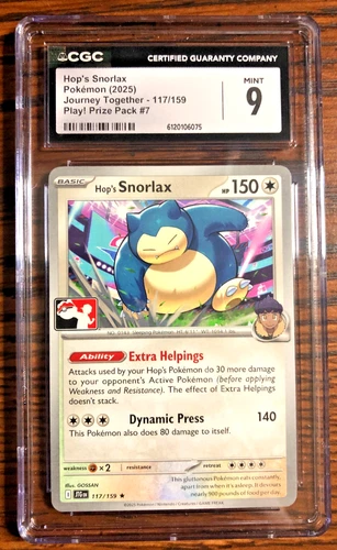 Hop's Snorlax Regular Rare #117|CGC MINT 9|Play! Prize Pack Series 7|Pokemon TCG