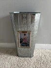 VINTAGE 2003 COCA COLA VASE w/"All the Year 'round" Photo ~ Galvanized Metal