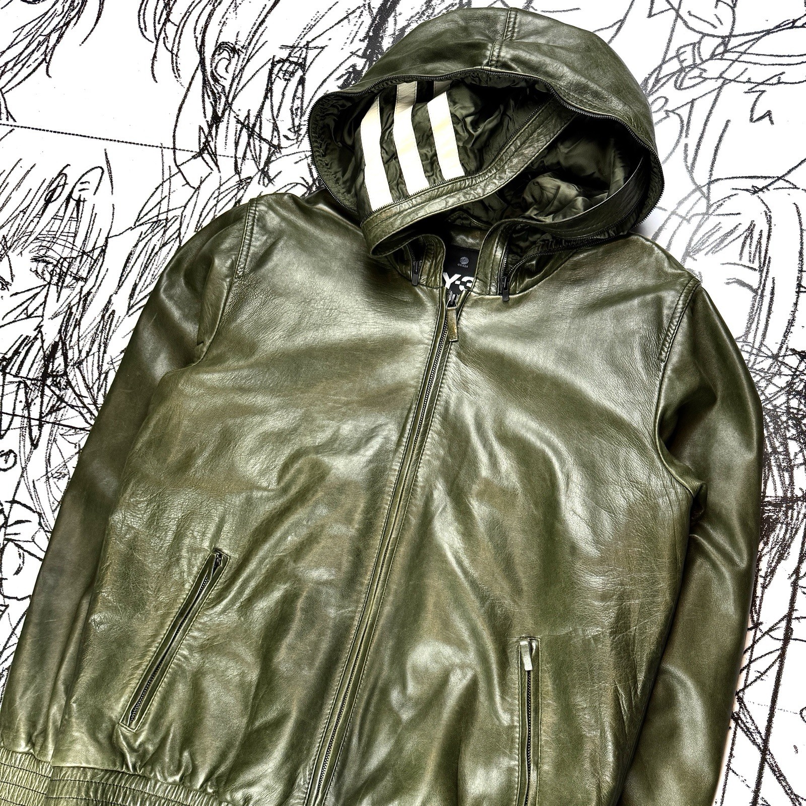 y-3 by yohji yamamoto a/w 2008 double hood leather jacket image 2