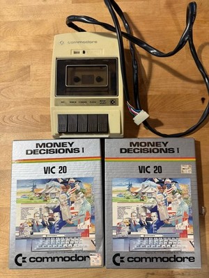 Commodore Datasette Tape Drive VIC 20 Computer  Works + Money Decision I and II