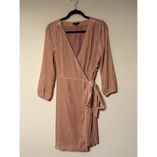 J.Crew Women 6 Pink Drapey Velvet Wrap Dress Quiet Luxury Romantic Feminine Chic