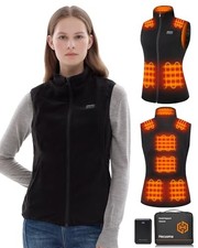 Fleece Heated Vest for Women with Battery Pack 16000mAh 7.4V Small Black