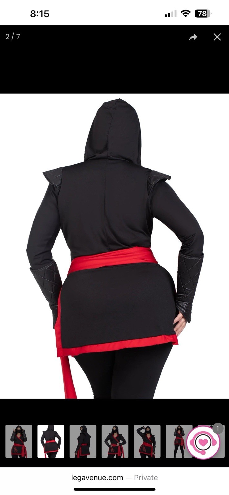 Ninja Assassin Plus Size Costume Black and red. Leg Avenue. SZ 1-2X NO MASK image 8