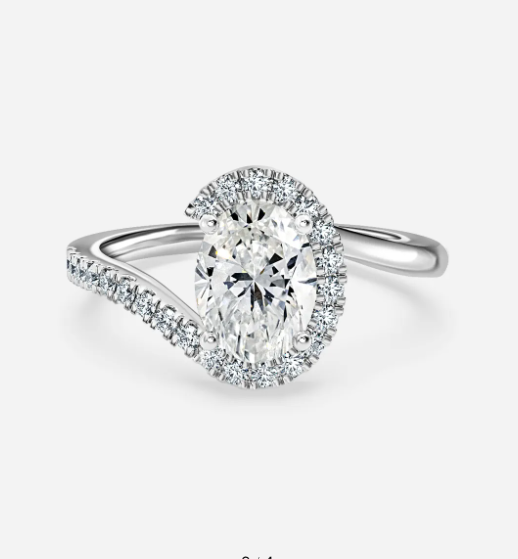 Diamond Engagement Ring 14k White Gold 1.40 CT Oval Cut IGI Certified Lab Grown-image