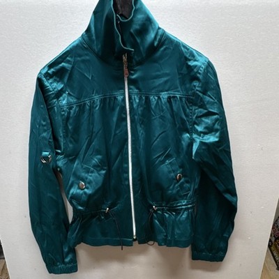 i.Q. Authentic Brand Women's Teal Full Zip Jacket M Pockets Drawstring Waist