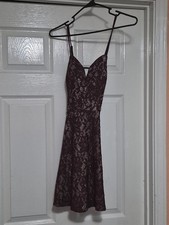 Burgundy Lace Glitter Sweetheart Sleeveless Strappy A-Line Juniors Dress Size 5