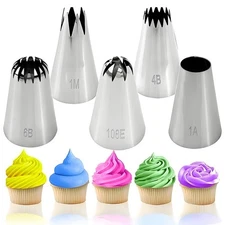 5-Piece Cake Piping Nozzles - 430 Stainless Steel,Seamless, Rust-Resistant
