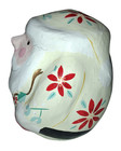 Round Roly Poly Santa Paper Mache Yellow Red Poinsettias Hand Crafted Vintage — photo 4