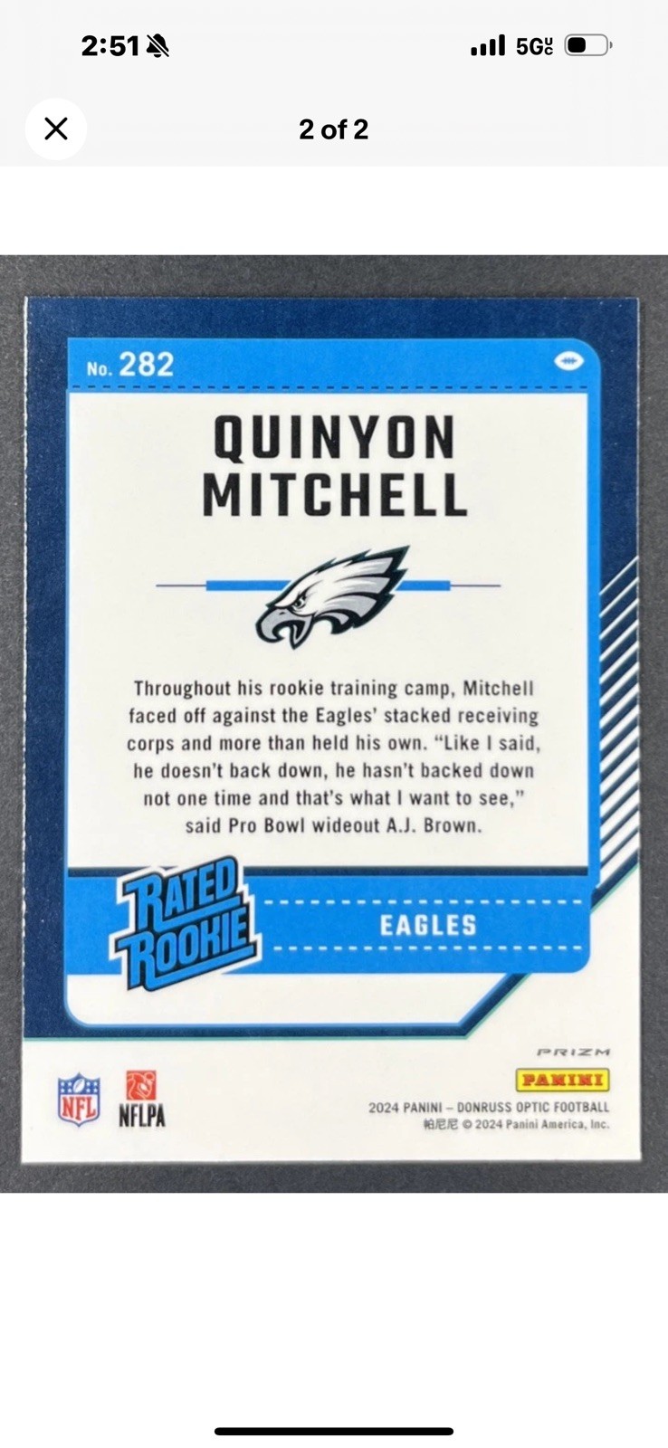 2024 Donruss Optic - Rated Rookie Quinyon Mitchell #282 - Fire Emoji Prizm (RC)