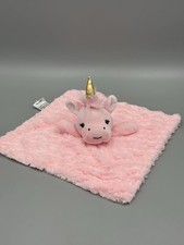 Dream Kids Pink Unicorn Lovey Plush Baby Security Blanket Gold Colored Horn