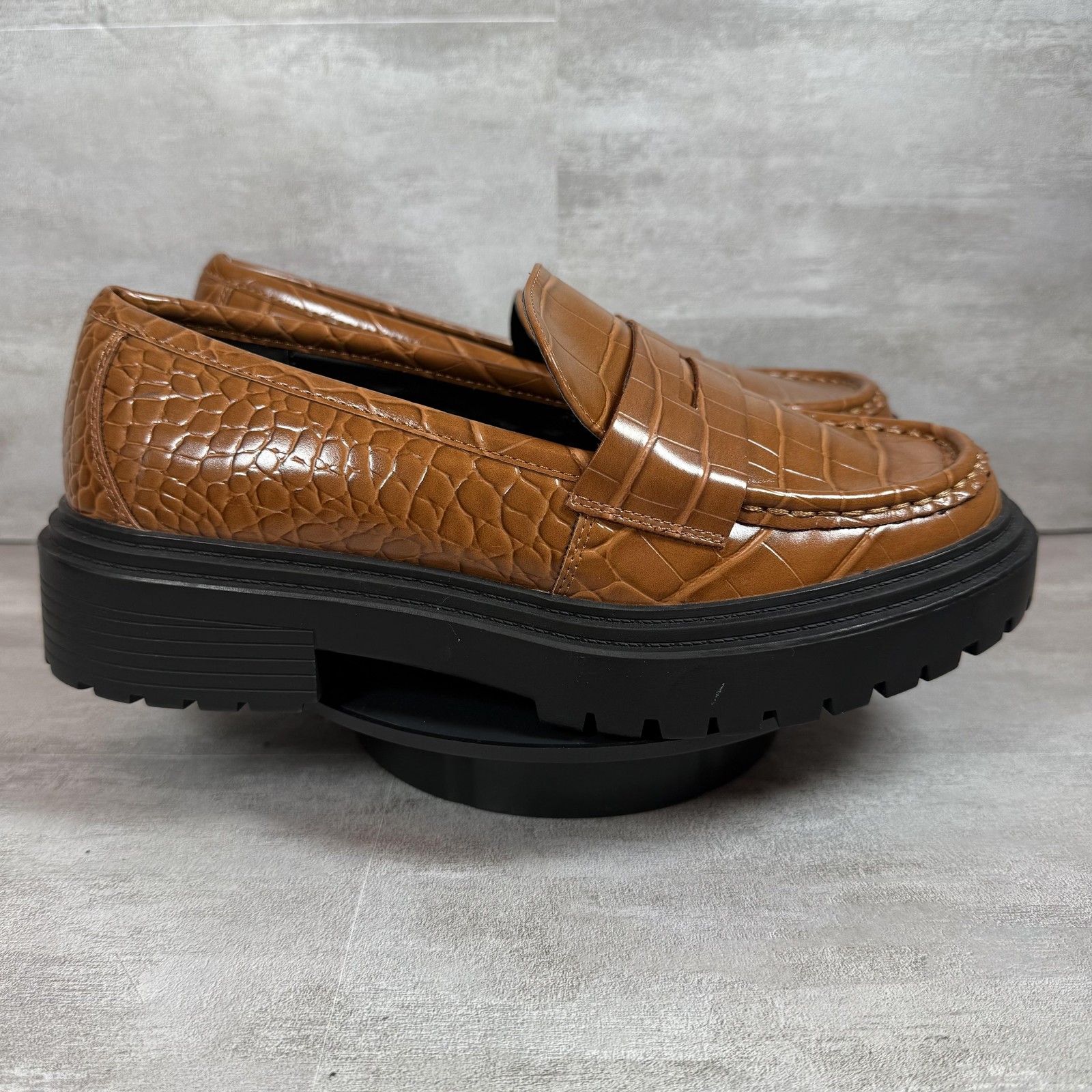 SAOLA Mocassino alla moda scarpe da donna taglia 8W croc goffrato suola a strappo grosso