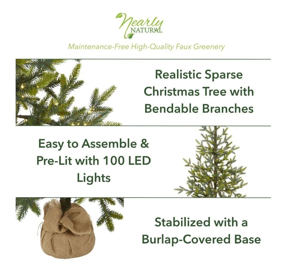 4’ Fraser Fir “Natural Look” Artificial Christmas Tree with 100 Clear LED Lights - Image 4 of 4