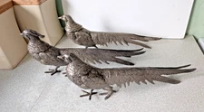 THREE LARGE VINTAGE SILVER PLATED PHEASANT TABLE DECORATIONS -  11 1/2 INCHES