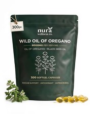 Wild Oregano Oil 6000mg with Black Seed Oil 300 Vegan Softgels (150 Day Supply)