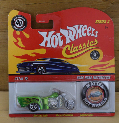 New Hot Wheels Classics Series 4 Boss Hoss Motorcycle #11 Green 40th Anniversary