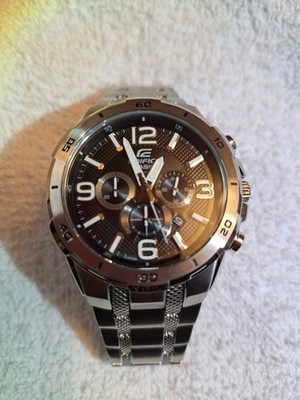 Casio Men's Edifice EFR538D-1A Stainless Steel Band Black XL Dial Watch Nice