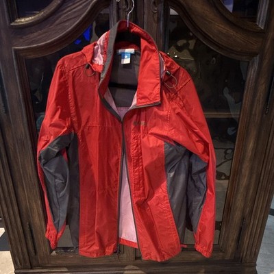 Columbia Titanium Unisex Adult Hooded Zip Nylon Jacket Red/Gray Size S