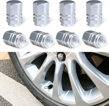 Car Tire Valve Stem Caps, Aluminum Alloy Wheel Valve Covers with 8 PCS Silver