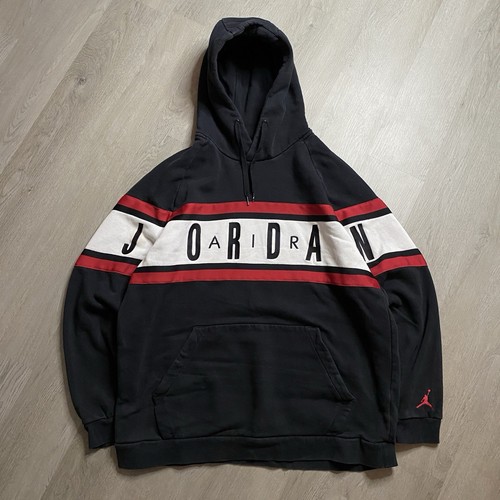 VTG Air Jordan Sweatshirt Mens Size XXL Black Red Spellout Long Sleeves Hoodie