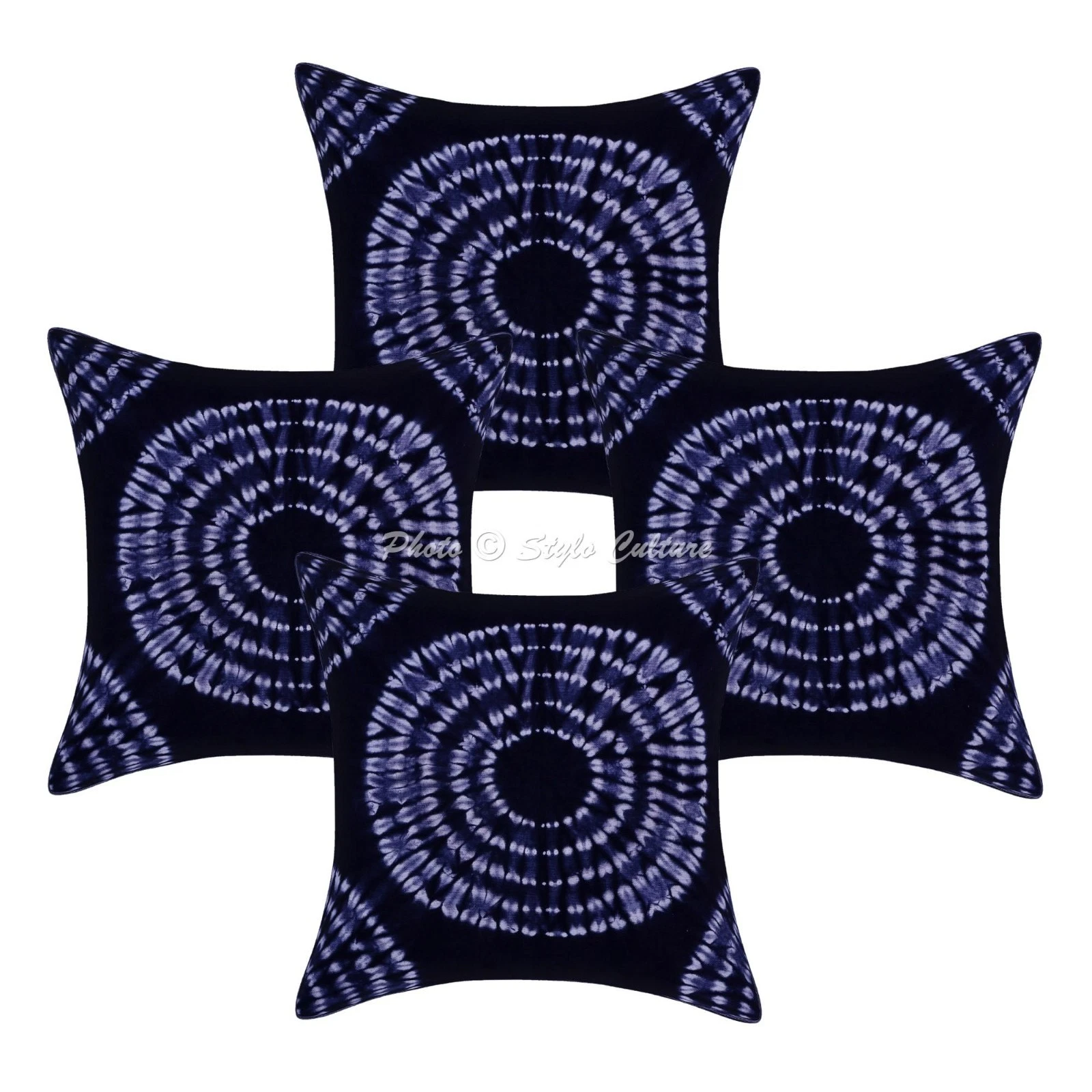 Ethnic Shibori Throw Pillow Covers Cotton 45x45 cm Indian Tie Dye Cushion Cover