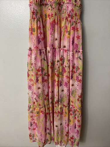 Maxi abito Taylor in chiffon stampa floreale fumè finto collo a strati taglia 8 fata della foresta - Foto 3 di 7