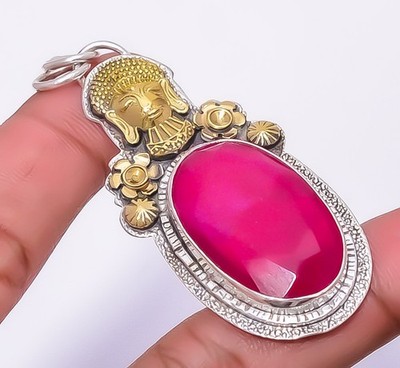 Ruby Simulated 925 Silver Egyptian Prince Pendant 2.38'' P84265, Christmas Gift