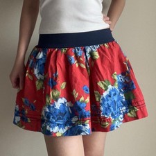 2010s Preppy Abercrombie  Fitch Floral Mini Skirt M Red Blue