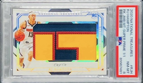 RJ Hampton 2020 National Treasures Rookie Jumbo Patch Super Prime 1/1 PSA 8