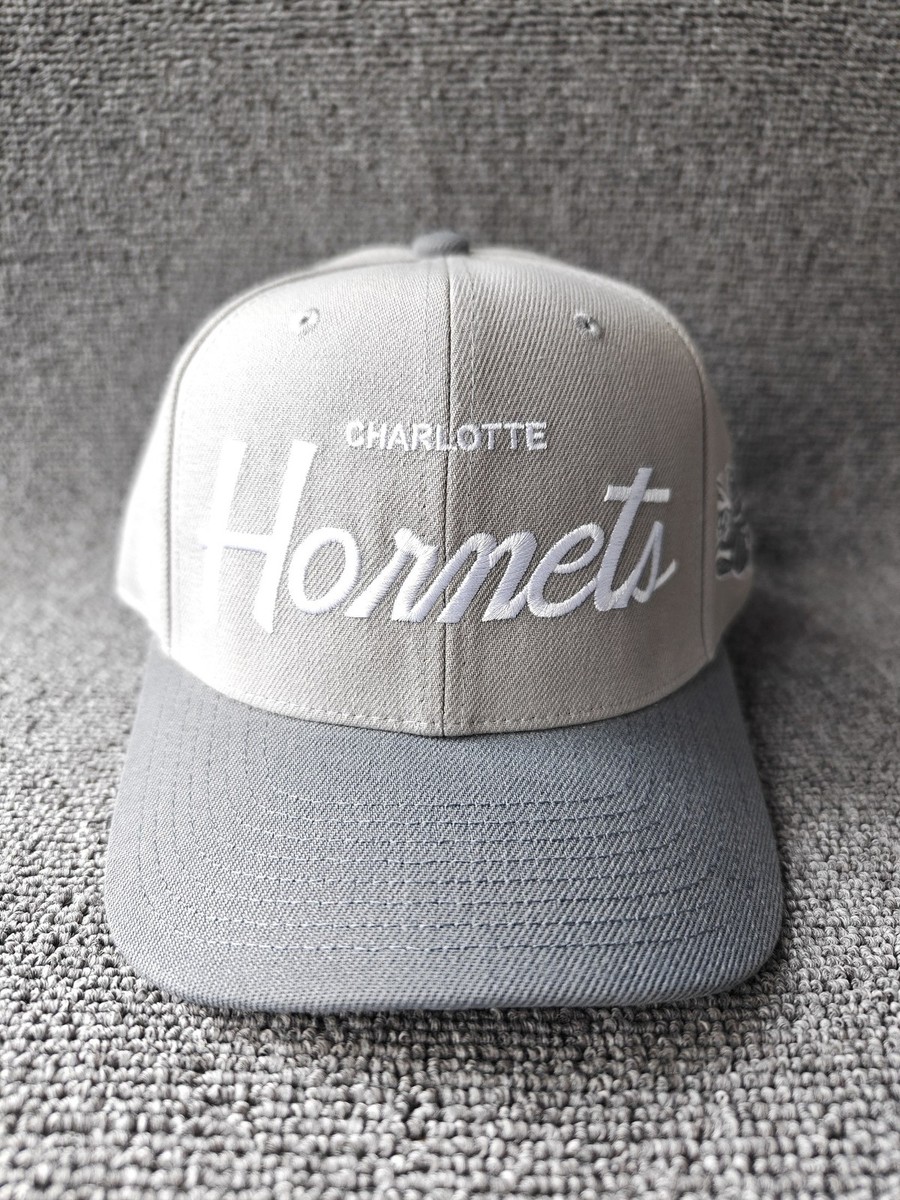 Mitchell & Ness Charlotte Hornets Heather Gray Snapback Hat Nostalgia Co. NBA