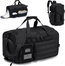 3 In 1 Tactical Military Travel Duffle Bag 40L with Shoe Compartment Gym Bag... 