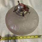 Antique Queen Anne frosted Satin Embossed Large Squat Style Kerosene Lamp Base — photo 7