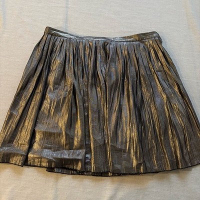 Tory Burch Gold Metallic Pleated Skirt Midi A-Line Size 10 | Party Chic