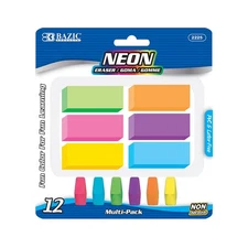 BAZIC Neon Eraser Sets (12/Pack), pack of 24