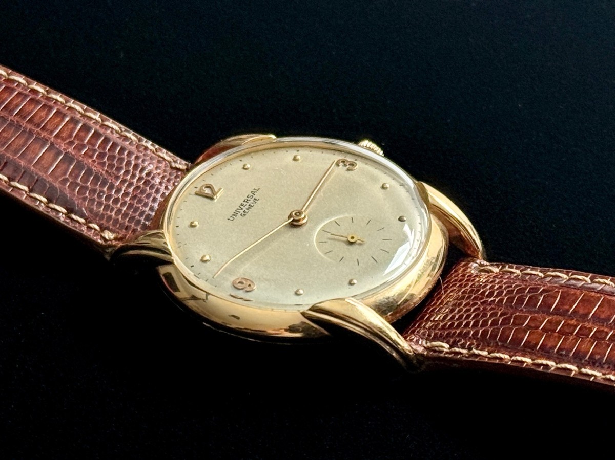 Vintage Universal Geneve 18k Yellow Gold Mens Watch 34mm 17mm Lugs