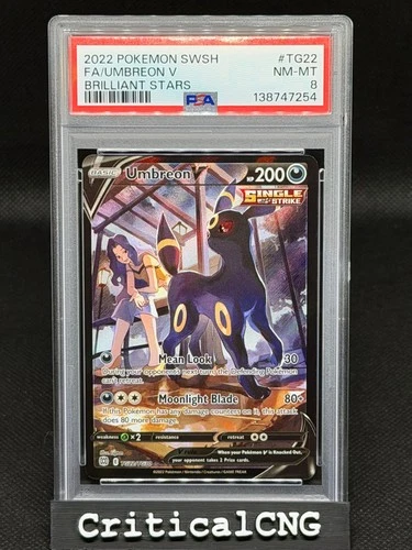 2022 POKEMON SWORD & SHIELD BRILLIANT STARS #TG22 FULL ART/UMBREON V PSA 8