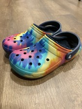Crocs Classic Fur Lined Tie Dye Dual Comfort Clog Shoes Unisex Womens 5 Mens 4
