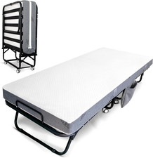 Folding Bed with Mattress for Adults, Single Size Portable Foldable Bed with Str
