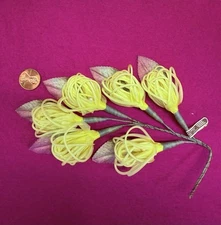 Vintage Millinery Yellow Loopy Organza Flowers - Japan
